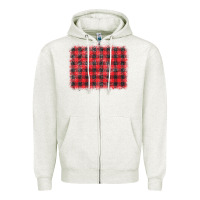 Oatmeal Heather distressed buffalo plaid background Zipper Hoodie - CowCowDesign