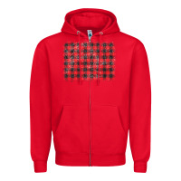 Red distressed buffalo plaid background Zipper Hoodie - CowCowDesign