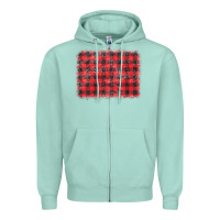 Seafoam distressed buffalo plaid background Zipper Hoodie - CowCowDesign