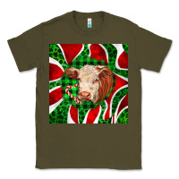 Army Green christmas hereford cow face Classic Tee - LillyAllenDesigns