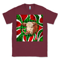 Burgundy christmas hereford cow face Classic Tee - LillyAllenDesigns