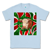 Dusty Blue christmas hereford cow face Classic Tee - LillyAllenDesigns