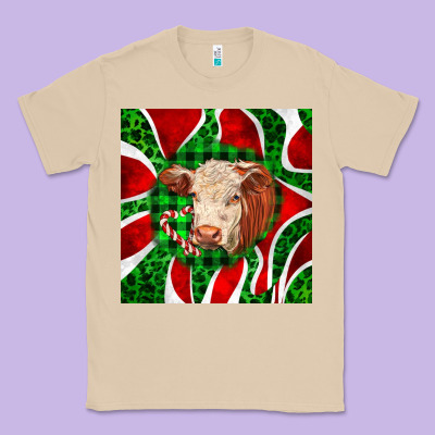 Christmas Hereford Cow Face Classic Tee Designed By Lillyallendesigns