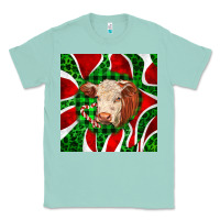Seafoam christmas hereford cow face Classic Tee - LillyAllenDesigns