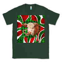 Sports Green christmas hereford cow face Classic Tee - LillyAllenDesigns