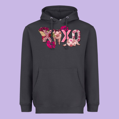Valentine's Day Pig Xoxo Heavyweight Hoodie Designed By Fadigitalartstudio