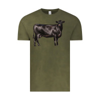 Vintage Olive black angus cow Vintage Tee - LillyAllenDesigns