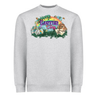 Heather Grey Happy Easter Day rainbow Heavyweight Sweatshirt - HowdyJamesFarm