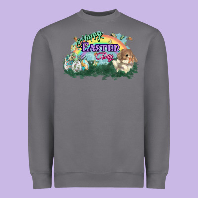 Happy Easter Day Rainbow Heavyweight Sweatshirt Designed By Howdyjamesfarm