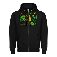 Black One lucky auntie St. Patrick's Zipper Hoodie - OliviaCreatesArt