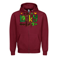 Burgundy One lucky auntie St. Patrick's Zipper Hoodie - OliviaCreatesArt