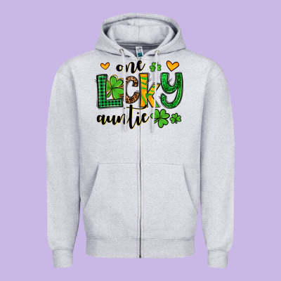 One Lucky Auntie St. Patrick's Zipper Hoodie Designed By Oliviacreatesart