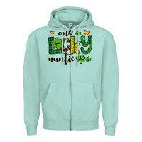 Seafoam One lucky auntie St. Patrick's Zipper Hoodie - OliviaCreatesArt