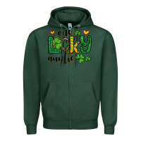 Sports Green One lucky auntie St. Patrick's Zipper Hoodie - OliviaCreatesArt