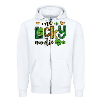 White One lucky auntie St. Patrick's Zipper Hoodie - OliviaCreatesArt