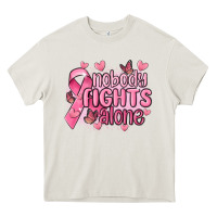 Cream nobody fights alone cancer Heavy Core Tee - MaliasSmallBusiness