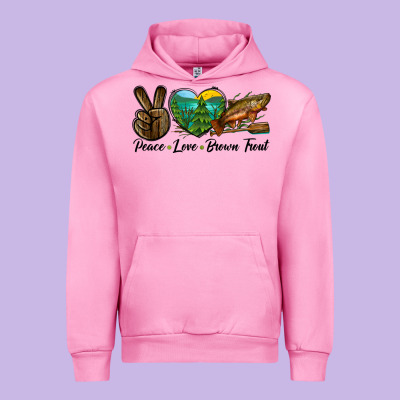 Peace Love Brown Trout Urban Hoodie Designed By Lillyallendesigns