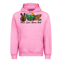 Fuchsia Pink Peace Love Brown Trout Urban Hoodie - LillyAllenDesigns
