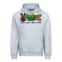 Heather Grey Peace Love Brown Trout Urban Hoodie - LillyAllenDesigns