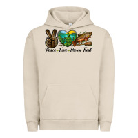 Pigment French Oak Peace Love Brown Trout Urban Hoodie - LillyAllenDesigns