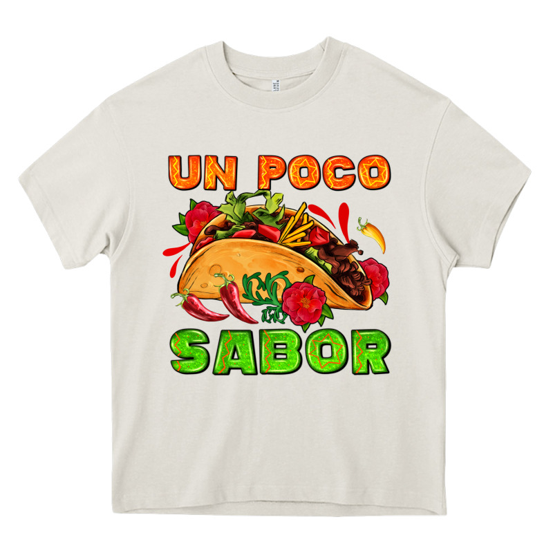 Un Poco Sabor With Taco And Pepper Heavy Core Tee by AdoDesignShop | Teevron