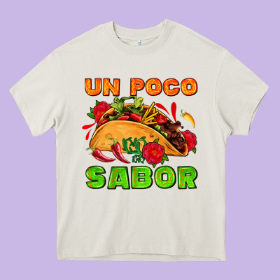 Un Poco Sabor With Taco And Pepper Heavy Core Tee Designed By Adodesignshop