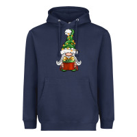 Navy Christmas Gnome With Gift Heavyweight Hoodie - BundleAndBundleShop