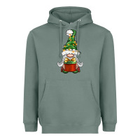 Sage Christmas Gnome With Gift Heavyweight Hoodie - BundleAndBundleShop