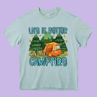 Life Is Better By The Camp Fire Heavy Core Tee Designed By Maliassmallbusiness