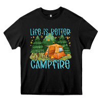 Black life is better by the camp fire Heavy Core Tee - MaliasSmallBusiness