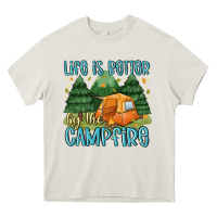 Cream life is better by the camp fire Heavy Core Tee - MaliasSmallBusiness