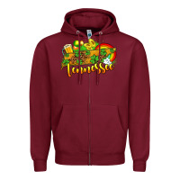 Burgundy St. Patrick's Tennessee map Zipper Hoodie - OliviaCreatesArt