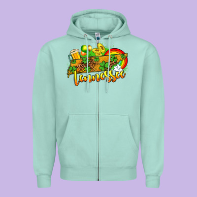 St. Patrick's Tennessee Map Zipper Hoodie Designed By Oliviacreatesart