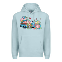 Blue Mist Easter gnomes truck Premium Hoodie - OliviaCreatesArt
