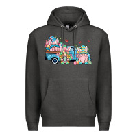 Charcoal Heather Easter gnomes truck Premium Hoodie - OliviaCreatesArt