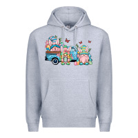 Heather Grey Easter gnomes truck Premium Hoodie - OliviaCreatesArt