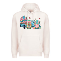 Pale Pink Easter gnomes truck Premium Hoodie - OliviaCreatesArt