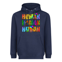 Navy Human Pride Lgbt Heavyweight Hoodie - BundleAndBundleShop