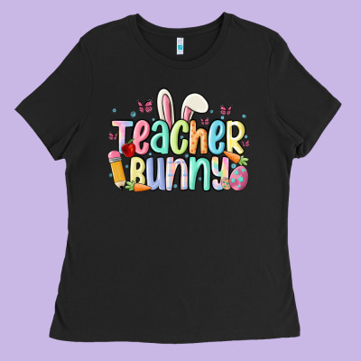 Teacher Bunny Ladies Tee Designed By Maliassmallbusiness