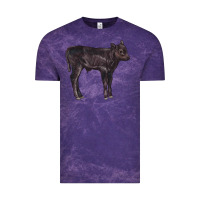 Cloud Purple Black Angus Calf Illustrations Vintage Tee - LillyAllenDesigns