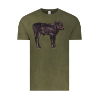 Vintage Olive Black Angus Calf Illustrations Vintage Tee - LillyAllenDesigns