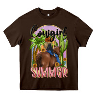 Chocolate Brown cowgirl summer Heavy Core Tee - MaliasSmallBusiness