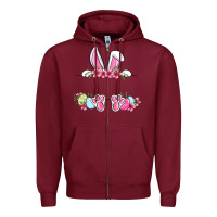 Burgundy Easter bunny name frame Zipper Hoodie - OliviaCreatesArt