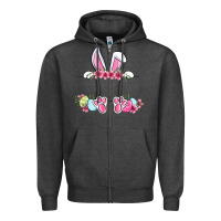 Charcoal Heather Easter bunny name frame Zipper Hoodie - OliviaCreatesArt