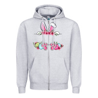 Heather Grey Easter bunny name frame Zipper Hoodie - OliviaCreatesArt