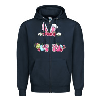 Navy Easter bunny name frame Zipper Hoodie - OliviaCreatesArt