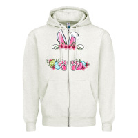 Oatmeal Heather Easter bunny name frame Zipper Hoodie - OliviaCreatesArt