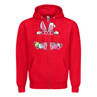Red Easter bunny name frame Zipper Hoodie - OliviaCreatesArt