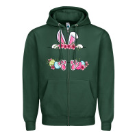 Sports Green Easter bunny name frame Zipper Hoodie - OliviaCreatesArt