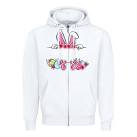 White Easter bunny name frame Zipper Hoodie - OliviaCreatesArt
